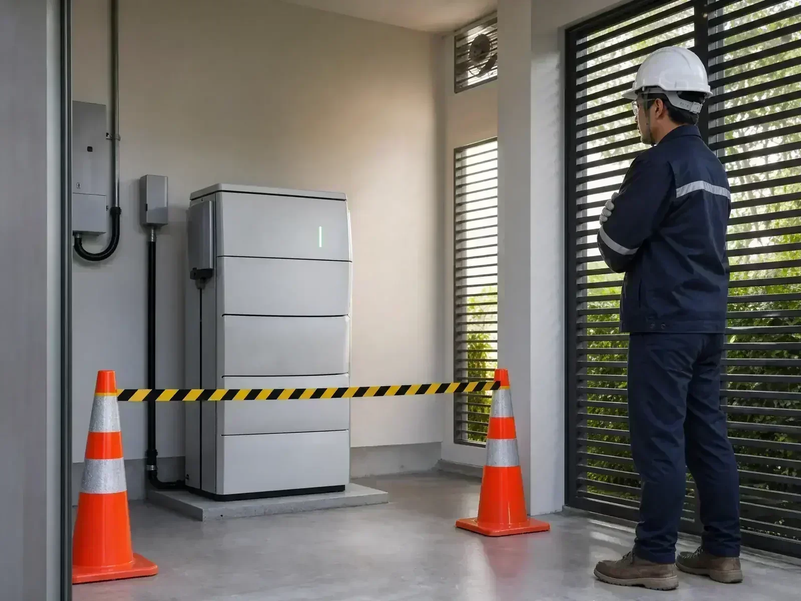 Safe response to a swollen or leaking solar battery in a Philippine home