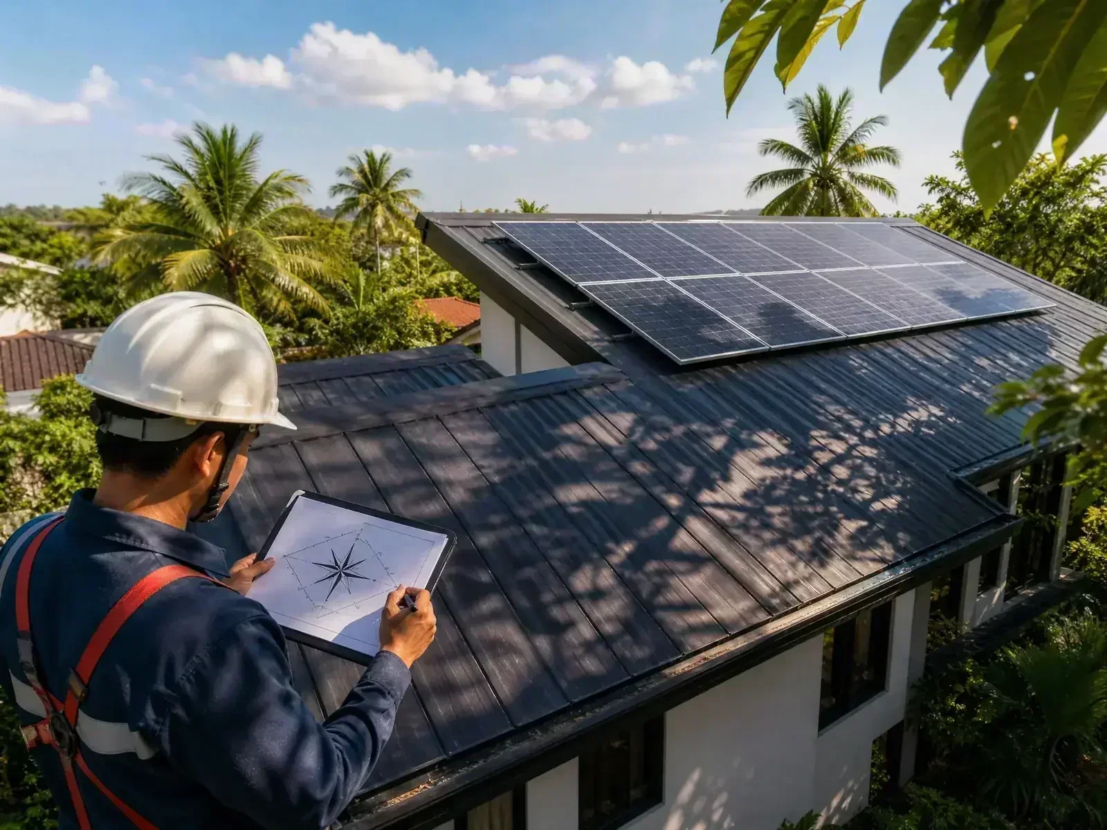 Surveying roof shade, orientation, tilt, and usable space for Philippine solar panels