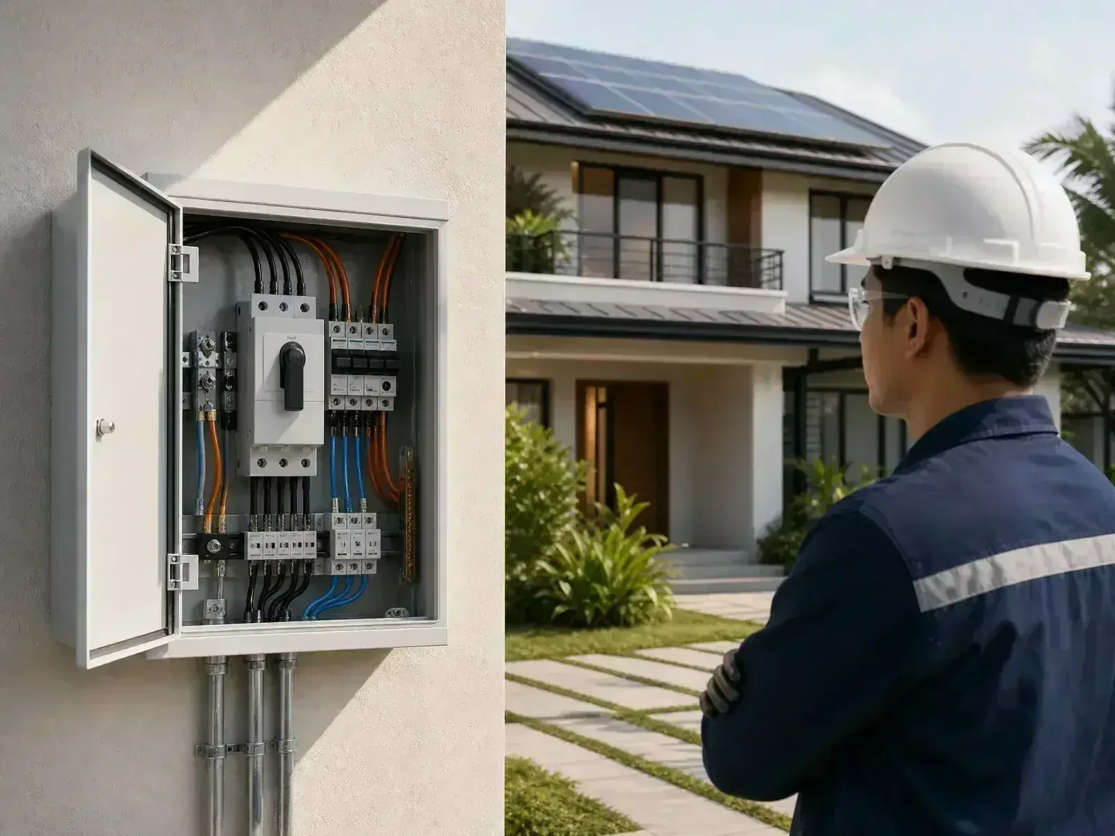 Safe separation of utility and backup circuits with a solar transfer switch
