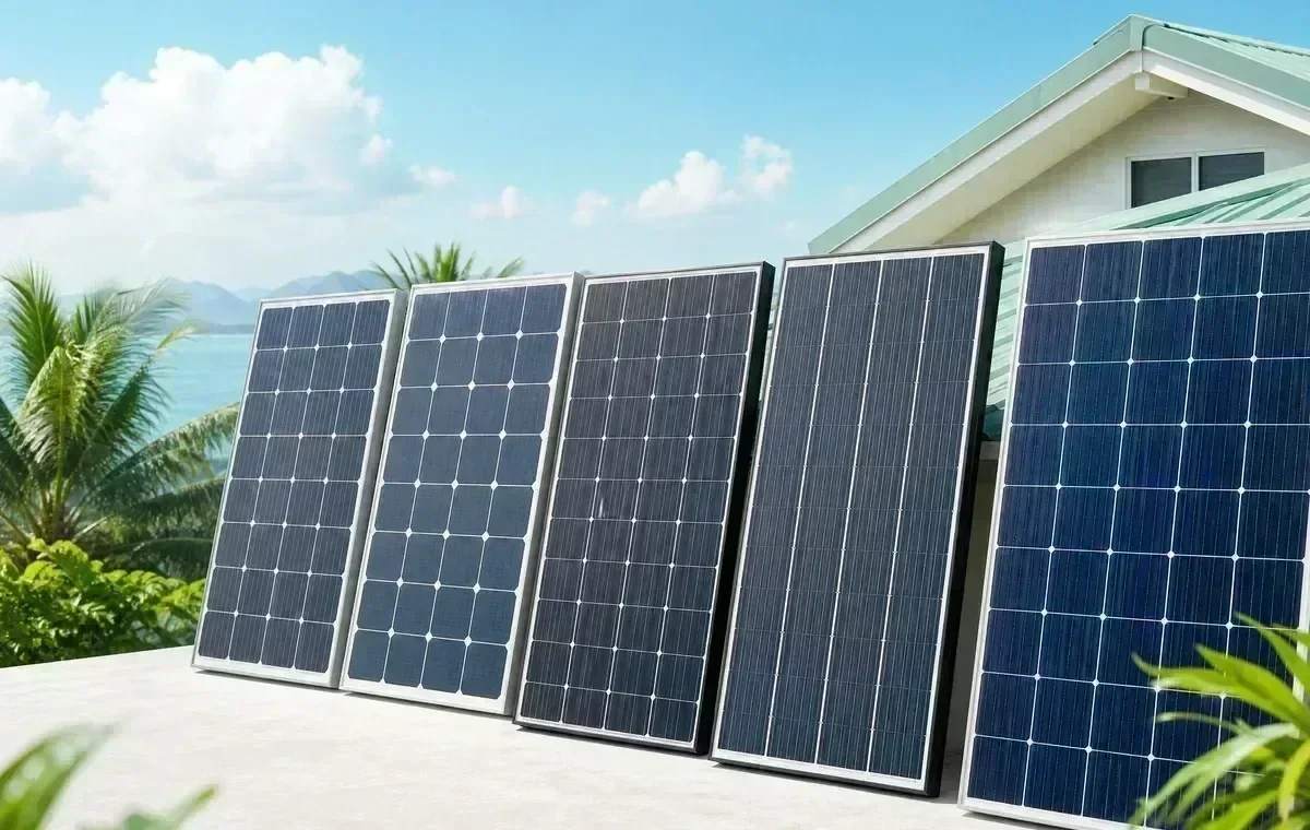 Solar installer mounting panels on a residential roof